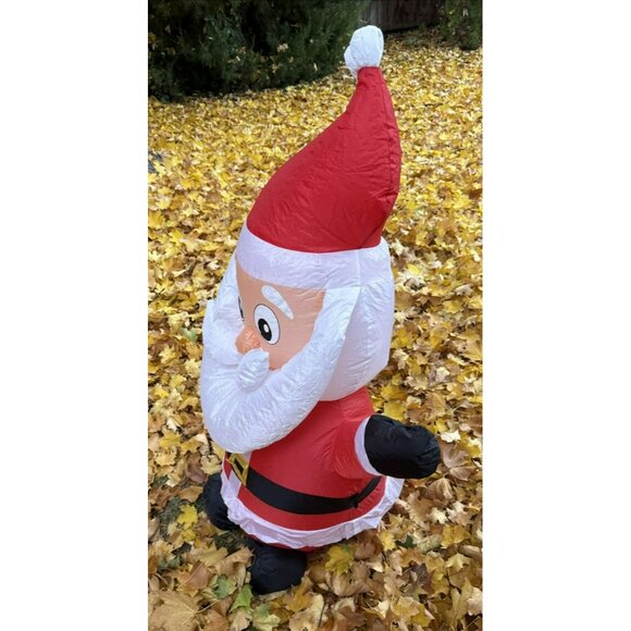 Christmas Inflatable Santa with Puffy Coat 4ft - Picture 2 of 6
